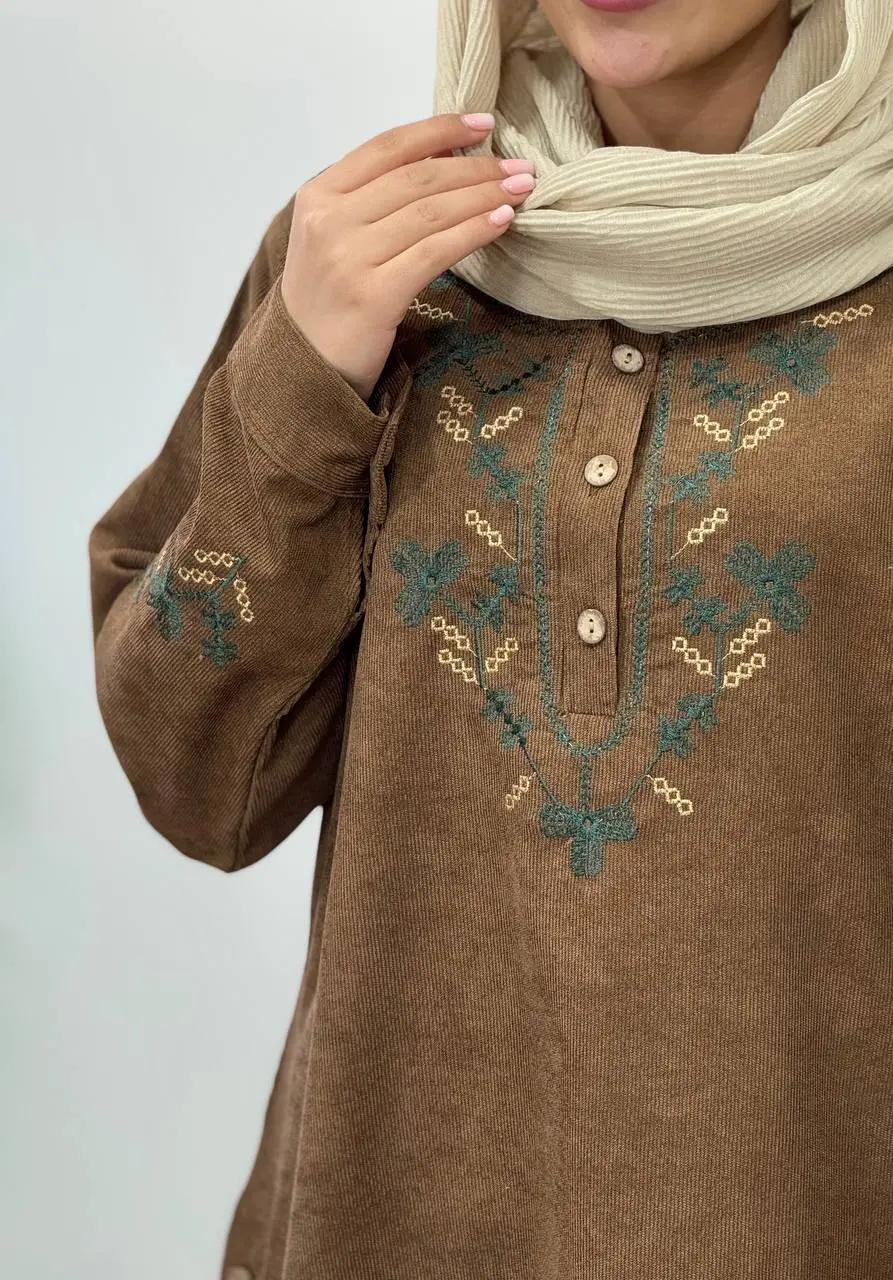 مانتو پاییزه گلدوزی شادی